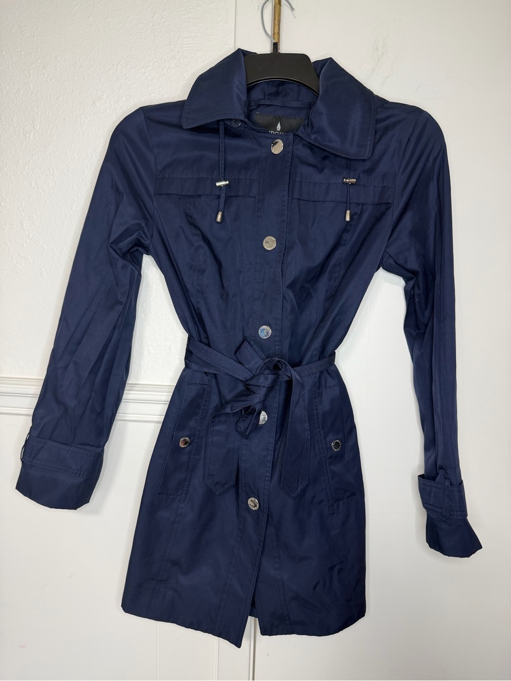 London Fog Navy Belted Lightweight Trench size S